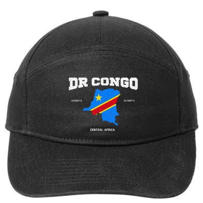 Congolese Flag And Map Dr. Congo Coordinates 7-Panel Snapback Hat
