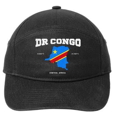 Congolese Flag And Map Dr. Congo Coordinates 7-Panel Snapback Hat