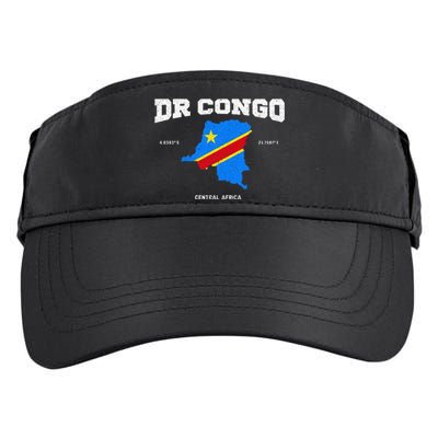 Congolese Flag And Map Dr. Congo Coordinates Adult Drive Performance Visor