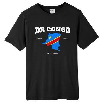 Congolese Flag And Map Dr. Congo Coordinates Tall Fusion ChromaSoft Performance T-Shirt