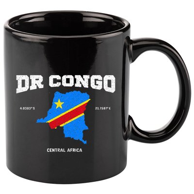 Congolese Flag And Map Dr. Congo Coordinates 11oz C Handle Ceramic Mug