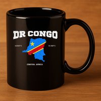 Congolese Flag And Map Dr. Congo Coordinates 11oz C Handle Ceramic Mug