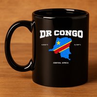 Congolese Flag And Map Dr. Congo Coordinates 11oz C Handle Ceramic Mug