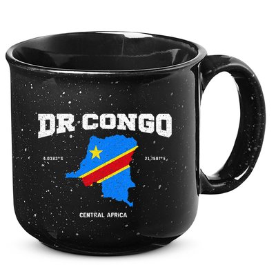 Congolese Flag And Map Dr. Congo Coordinates 15oz Campfire Ceramic Mug