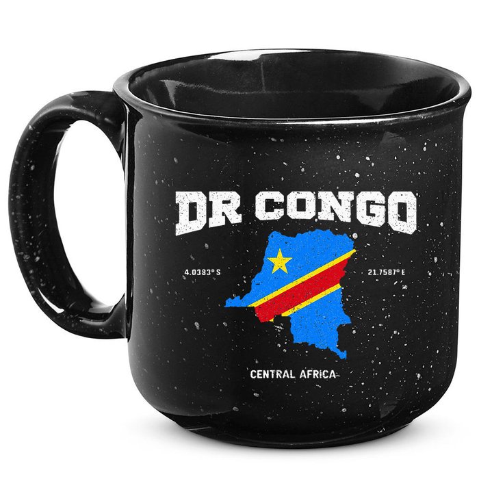 Congolese Flag And Map Dr. Congo Coordinates 15oz Campfire Ceramic Mug