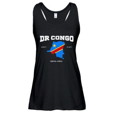Congolese Flag And Map Dr. Congo Coordinates Ladies Essential Flowy Tank