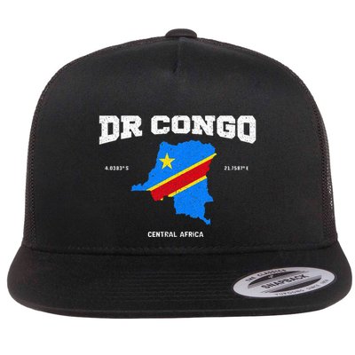 Congolese Flag And Map Dr. Congo Coordinates Flatbill Hat