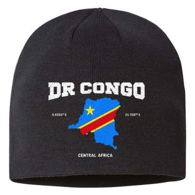 Congolese Flag And Map Dr. Congo Coordinates Sustainable Beanie