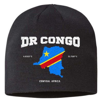 Congolese Flag And Map Dr. Congo Coordinates Sustainable Beanie