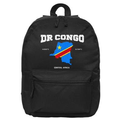 Congolese Flag And Map Dr. Congo Coordinates 16 in Basic Backpack
