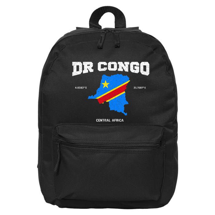 Congolese Flag And Map Dr. Congo Coordinates 16 in Basic Backpack