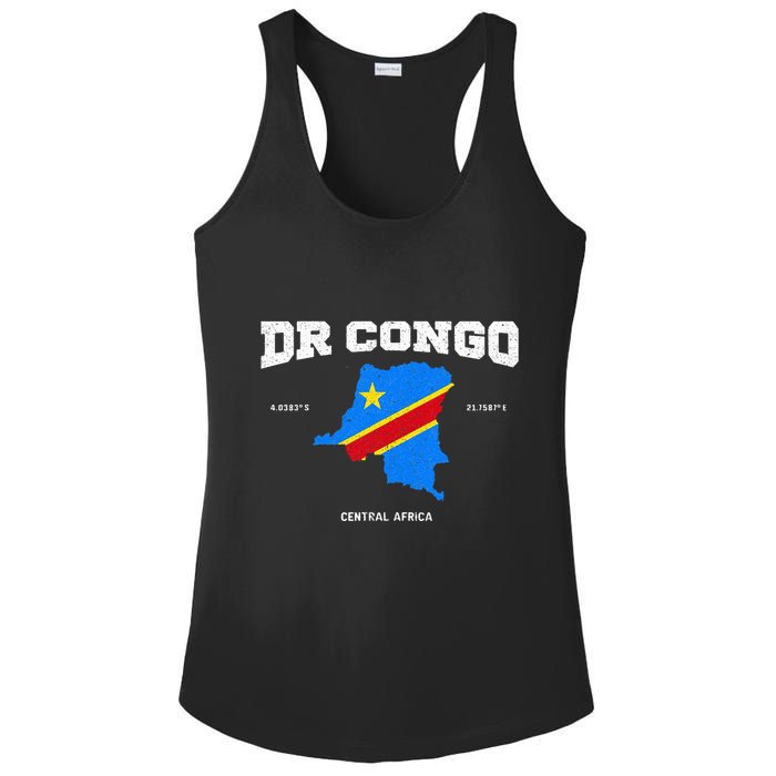 Congolese Flag And Map Dr. Congo Coordinates Ladies PosiCharge Competitor Racerback Tank