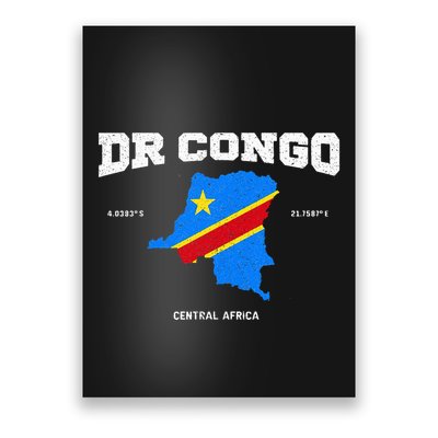 Congolese Flag And Map Dr. Congo Coordinates Poster