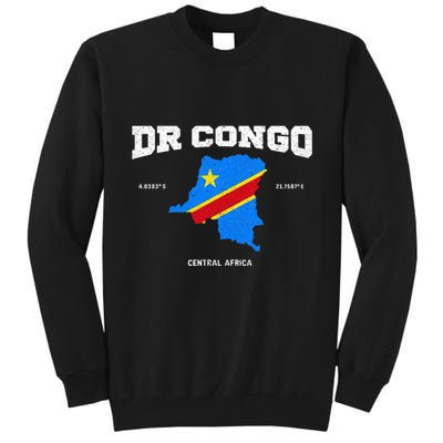 Congolese Flag And Map Dr. Congo Coordinates Tall Sweatshirt