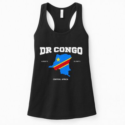 Congolese Flag And Map Dr. Congo Coordinates Womens Tank Top