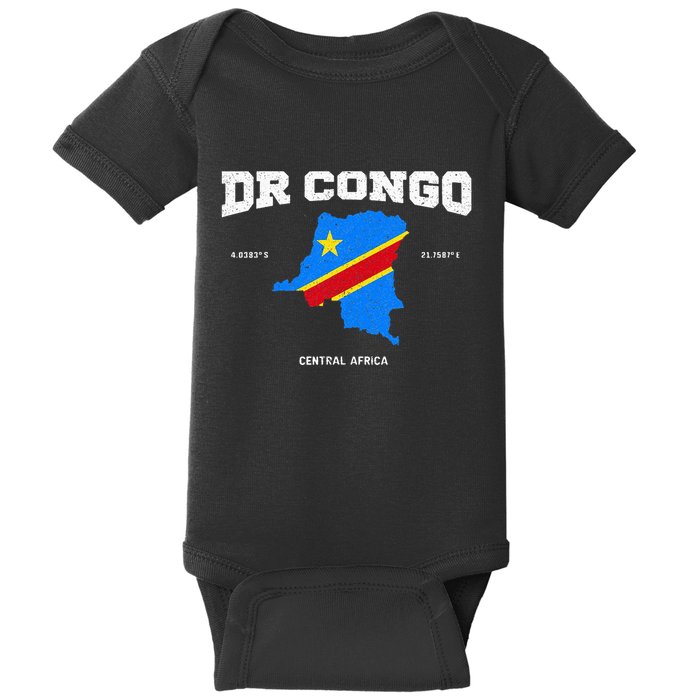Congolese Flag And Map Dr. Congo Coordinates Baby Bodysuit