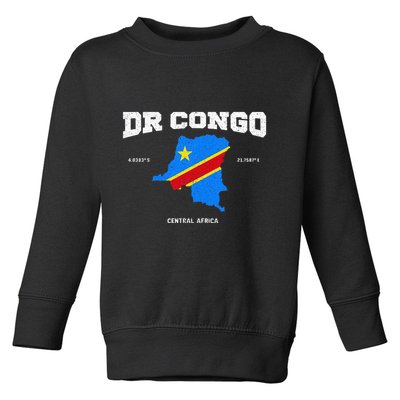 Congolese Flag And Map Dr. Congo Coordinates Toddler Sweatshirt
