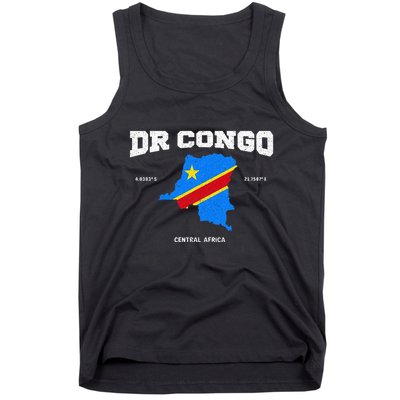 Congolese Flag And Map Dr. Congo Coordinates Tank Top