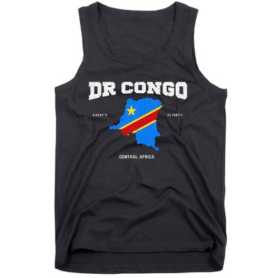 Congolese Flag And Map Dr. Congo Coordinates Tank Top