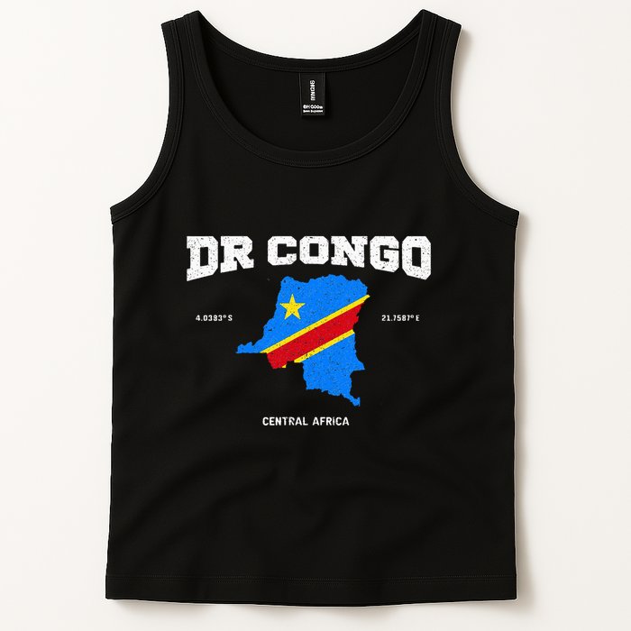 Congolese Flag And Map Dr. Congo Coordinates Tank Top