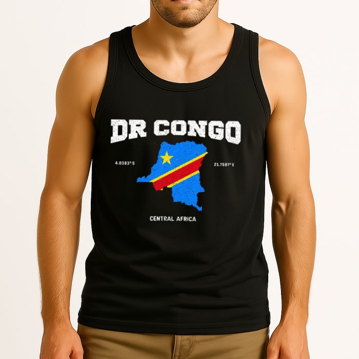Congolese Flag And Map Dr. Congo Coordinates Tank Top