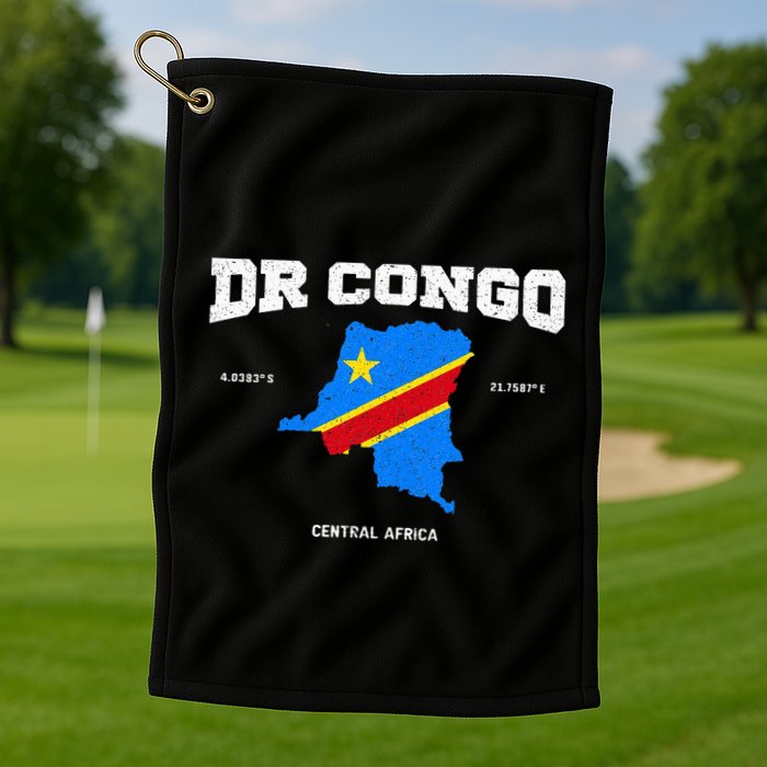 Congolese Flag And Map Dr. Congo Coordinates Golf Towel