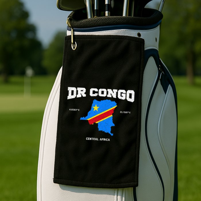 Congolese Flag And Map Dr. Congo Coordinates Golf Towel
