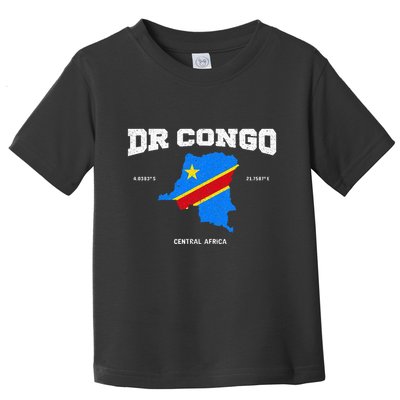 Congolese Flag And Map Dr. Congo Coordinates Toddler T-Shirt