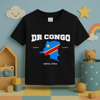 Congolese Flag And Map Dr. Congo Coordinates Toddler T-Shirt