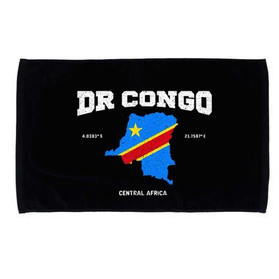 Congolese Flag And Map Dr. Congo Coordinates Microfiber Hand Towel