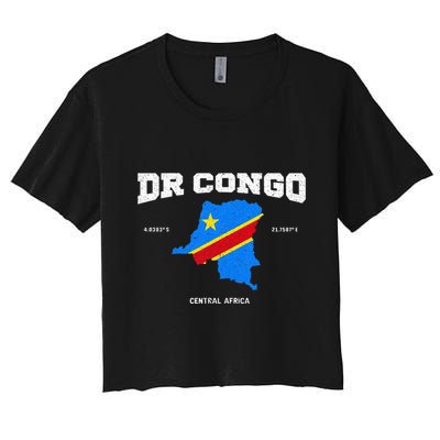 Congolese Flag And Map Dr. Congo Coordinates Crop Top