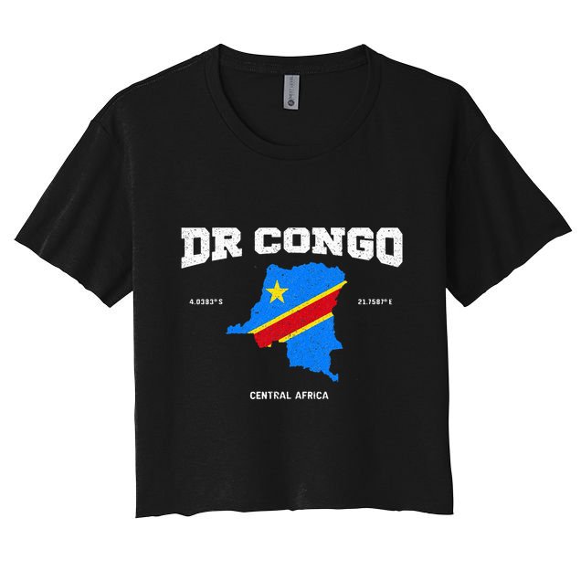 Congolese Flag And Map Dr. Congo Coordinates Crop Top