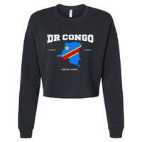 Congolese Flag And Map Dr. Congo Coordinates Cropped Pullover Crew