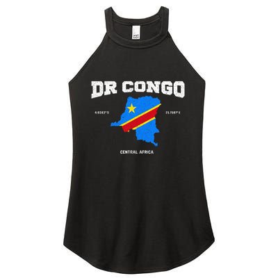Congolese Flag And Map Dr. Congo Coordinates Women's Perfect Tri Rocker Tank