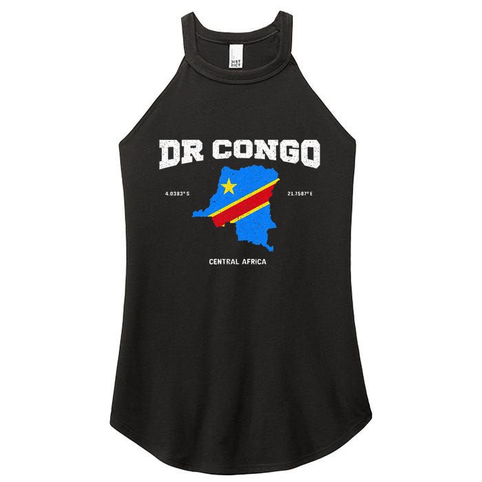 Congolese Flag And Map Dr. Congo Coordinates Women's Perfect Tri Rocker Tank