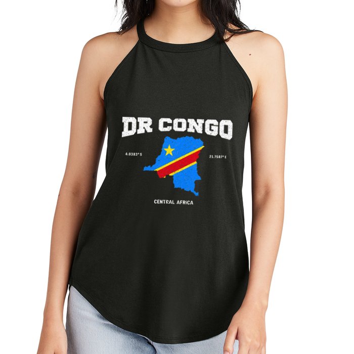 Congolese Flag And Map Dr. Congo Coordinates Women's Perfect Tri Rocker Tank