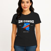 Congolese Flag And Map Dr. Congo Coordinates Womens T-Shirt