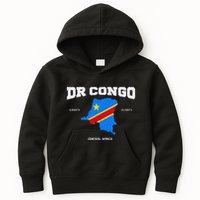 Congolese Flag And Map Dr. Congo Coordinates Kids Hoodie