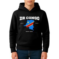 Congolese Flag And Map Dr. Congo Coordinates Kids Hoodie
