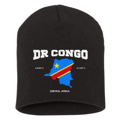 Congolese Flag And Map Dr. Congo Coordinates Short Acrylic Beanie