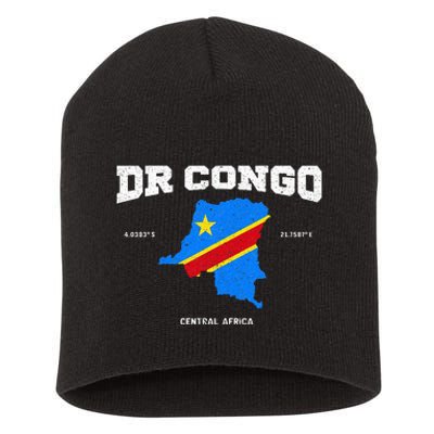 Congolese Flag And Map Dr. Congo Coordinates Short Acrylic Beanie