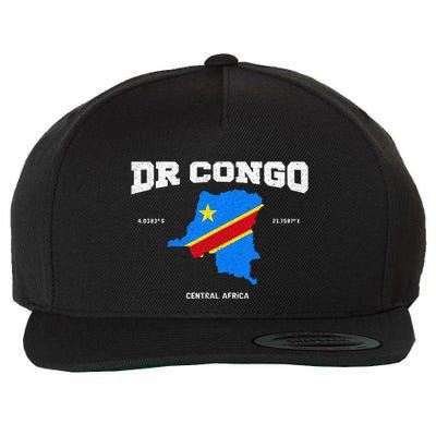 Congolese Flag And Map Dr. Congo Coordinates Wool Snapback Cap