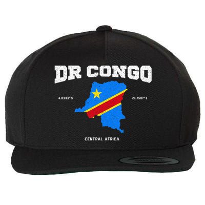 Congolese Flag And Map Dr. Congo Coordinates Wool Snapback Cap