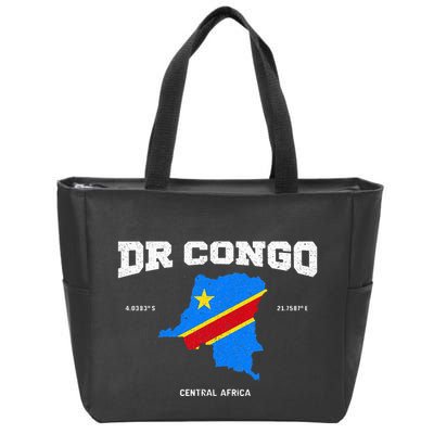 Congolese Flag And Map Dr. Congo Coordinates Zip Tote Bag