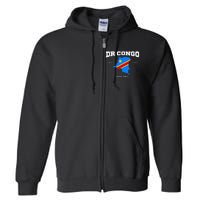 Congolese Flag And Map Dr. Congo Coordinates Full Zip Hoodie