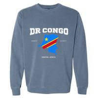 Congolese Flag And Map Dr. Congo Coordinates Garment-Dyed Sweatshirt