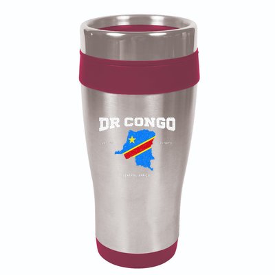 Congolese Flag And Map Dr. Congo Coordinates 16oz Travel Tumbler