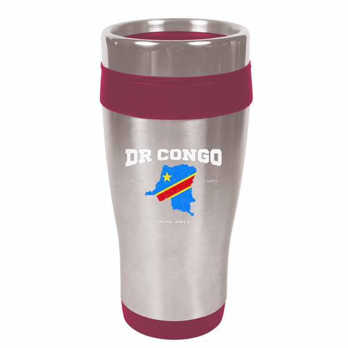 Congolese Flag And Map Dr. Congo Coordinates 16oz Travel Tumbler