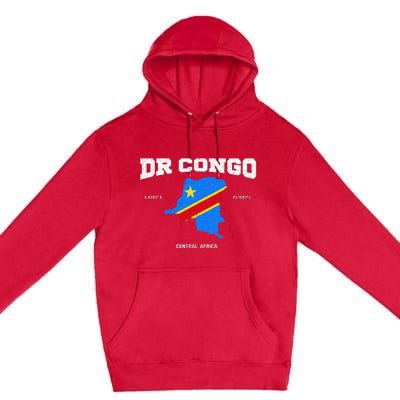 Congolese Flag And Map Dr. Congo Coordinates Premium Pullover Hoodie