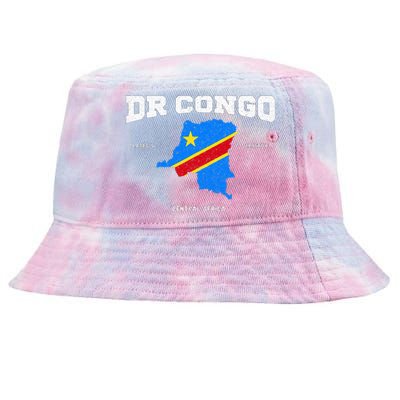 Congolese Flag And Map Dr. Congo Coordinates Tie-Dyed Bucket Hat